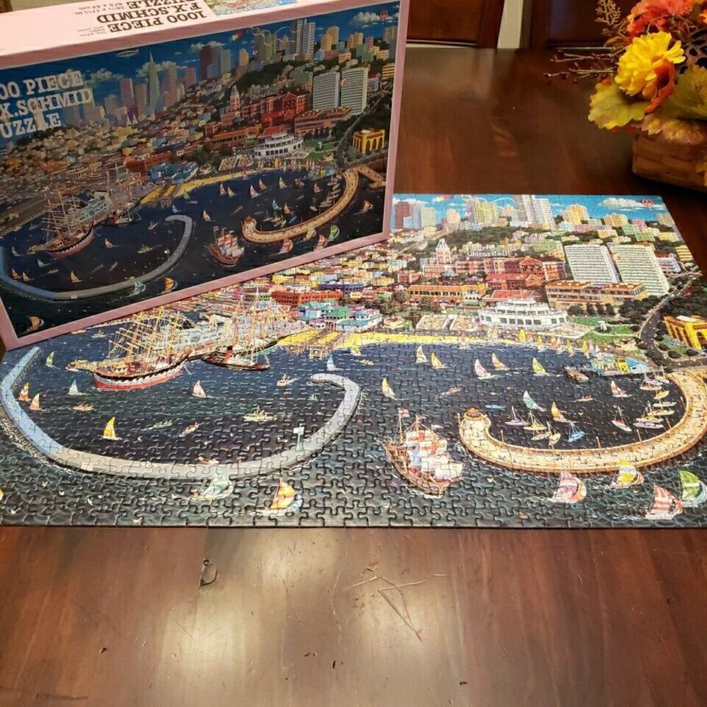 FX Schmid 1000 Piece Jigsaw Puzzle San Francisco Bay Skyline California COMPLETE